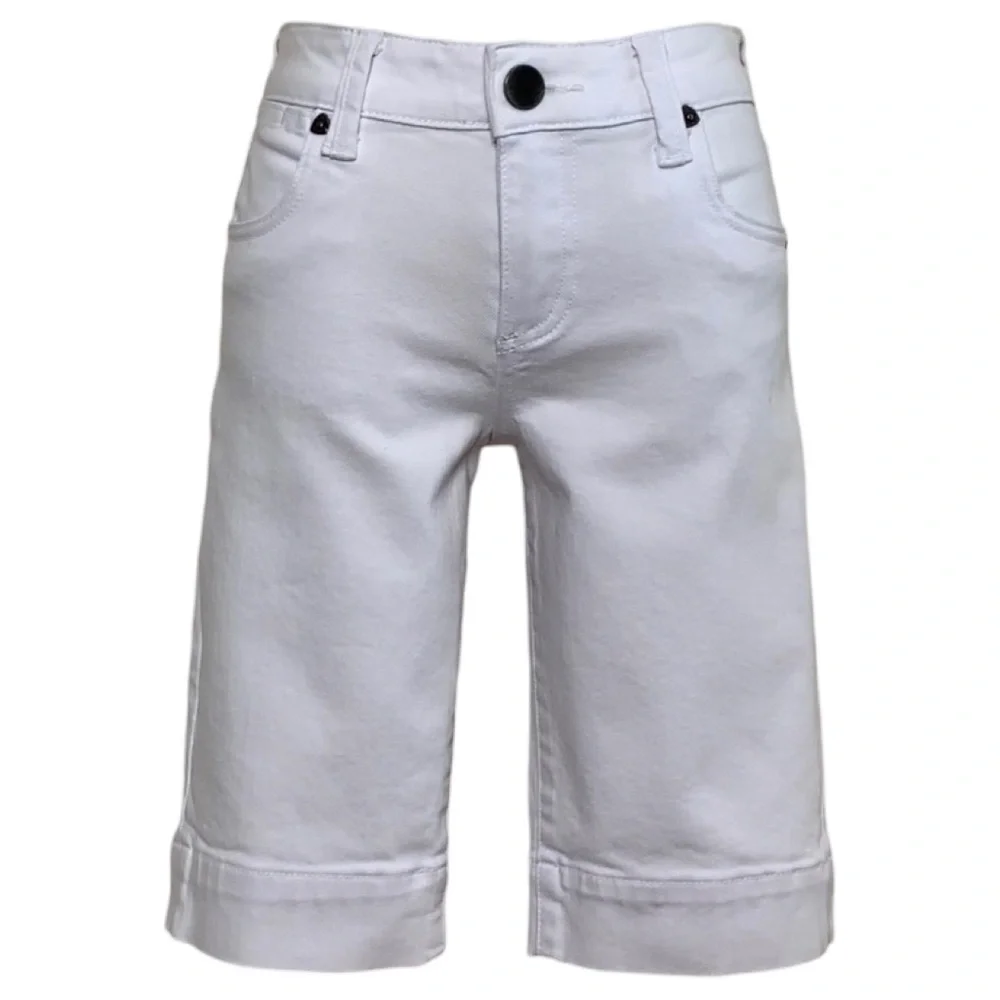 Kut from the Kloth Natalie Mid Rise Bermuda Denim Shorts White Size 0 - Picture 12 of 16